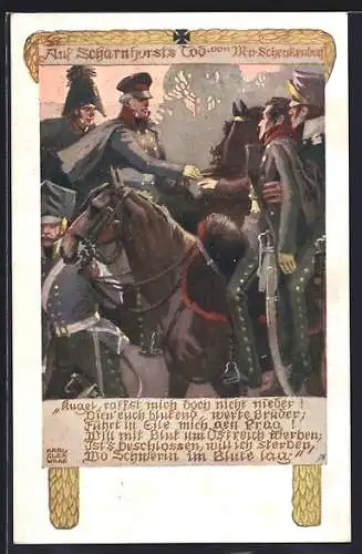 Künstler-AK Karl Alex Wilke: Soldaten reichen sich die Hände, Auf Scharnhorsts Tod