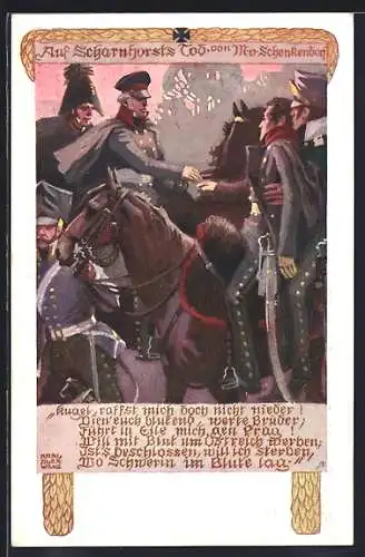 Künstler-AK Karl Alex Wilke: Soldaten reichen sich die Hände, Auf Scharnhorsts Tod