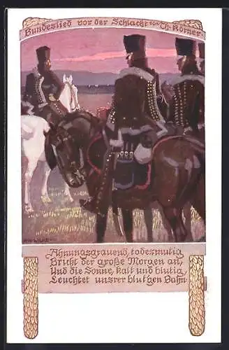 Künstler-AK Karl Alex Wilke: Deutscher Wehrverein Bundeslied vor der Schlacht