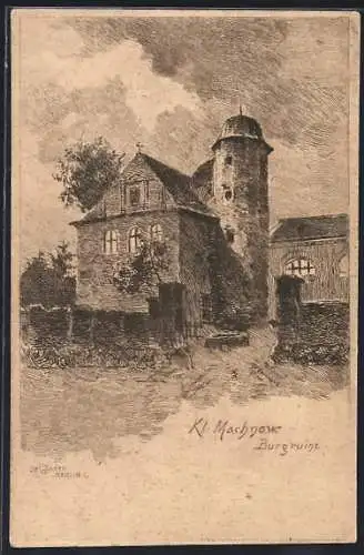 Künstler-AK Carl Jander: Kl. Machnow, Burgruine