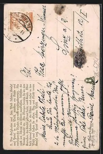 Künstler-AK Otto Kubel: Brüder Grimm, Hänsel und Gretel, Nr. 2, Der Holzhacker lässt die Kinder im Wald zurück