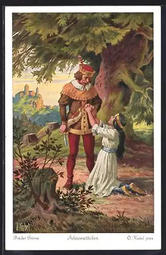 Künstler-AK Otto Kubel: Der Jäger verschont Schneewittchen