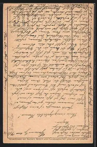 Künstler-AK Hermann Kaulbach: Aufdringliche Freunde, Frau schält Apfel, Kinder daneben