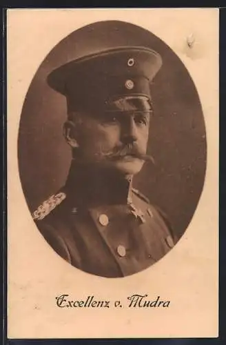 AK Portrait Excellenz v. Mudra in Uniform mit Mütze