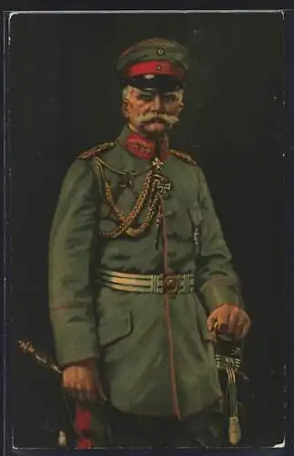 Künstler-AK Porträt eines Heerführers mit Orden