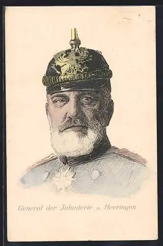 Künstler-AK General der Infanterie v. Heeringen mit Orden