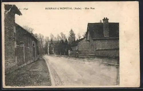 AK Rosnay-l`Hôpital, Vue de la rue principale avec maisons et arbres