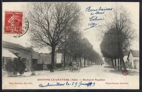 AK Brienne-le-Château, Boulevard Napoléon avec arbres alignés et passants