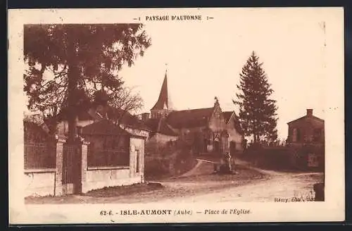 AK Isle-Aumont, Place de l`Église en automne