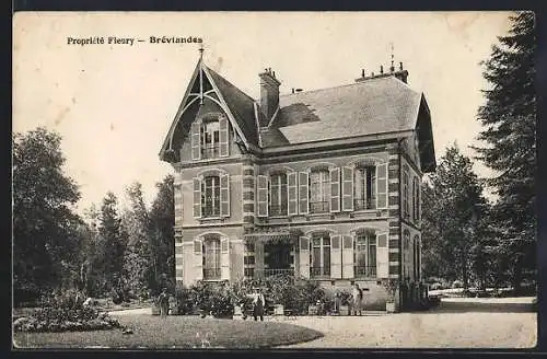 AK Bréviandes, Propriété Fleury entourée de jardins et de visiteurs élégants