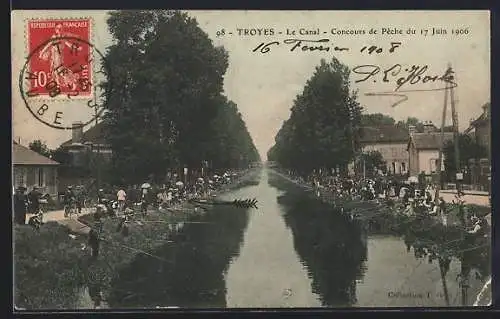 AK Troyes, Le Canal, Concours de Pêche du 17 Juin 1906