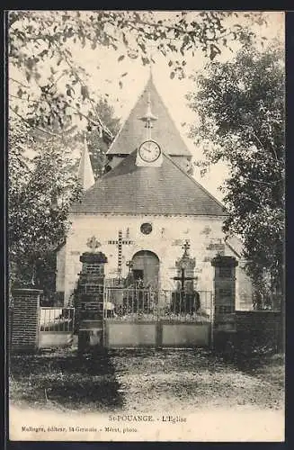 AK St-Pouange, L`Église et son portail arboré