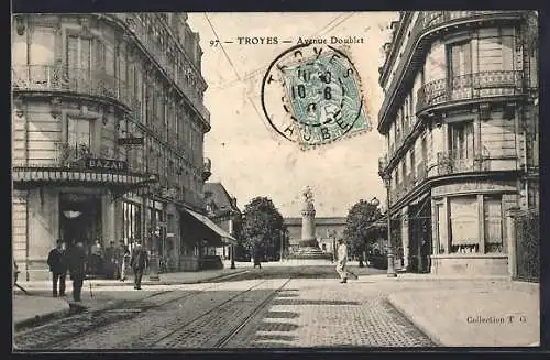 AK Troyes, Avenue Doublet et architecture urbaine élégante