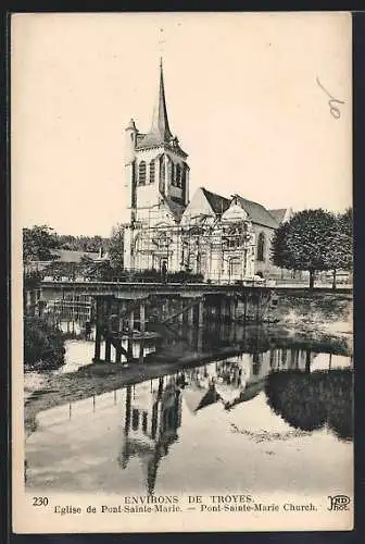 AK Pont-Sainte-Marie, Église de Pont-Sainte-Marie et son reflet dans l`eau