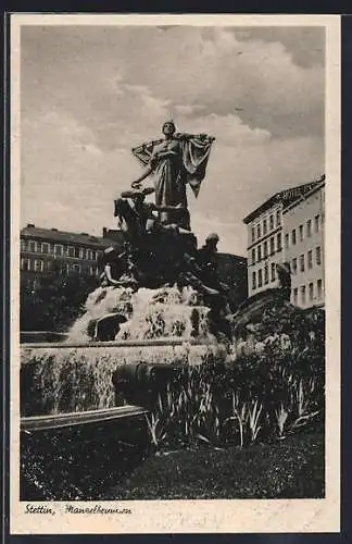 AK Stettin, Blick auf den Manzelbrunnen