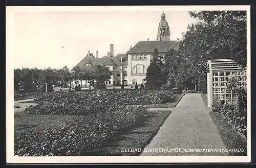 AK Swinemünde, Rosengarten am Kurhaus
