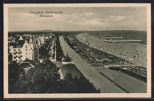 AK Swinemünde, Strandblick aus der Vogelschau