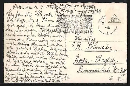 AK Stettin, Hafenansicht und Hakenterrasse