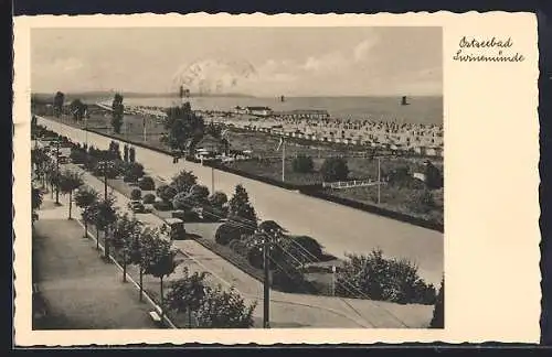AK Swinemünde, Strandbad und Promenade
