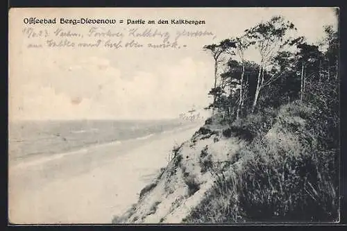 AK Berg-Dievenow, Partie an den Kalkbergen