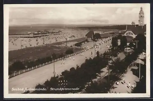 AK Swinemünde, Strandpromenade aus der Vogelschau