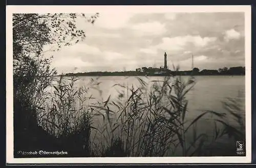 AK Osternothafen, Uferpartie mit Blick zum Leuchtturm