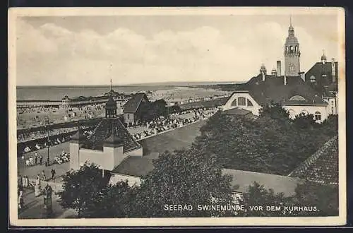 AK Swinemünde, Strandpromenade vor dem Kurhaus