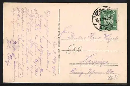 AK Swinemünde, Westmole mit Ruderboot