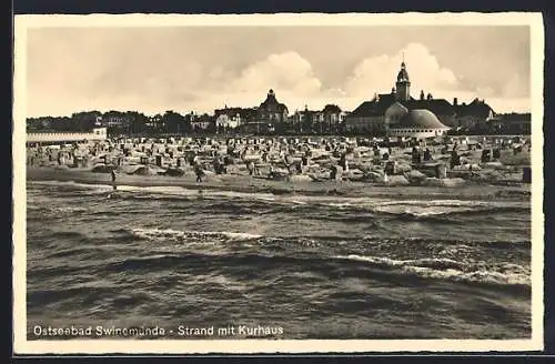 AK Swinemünde, Strand mit Kurhaus