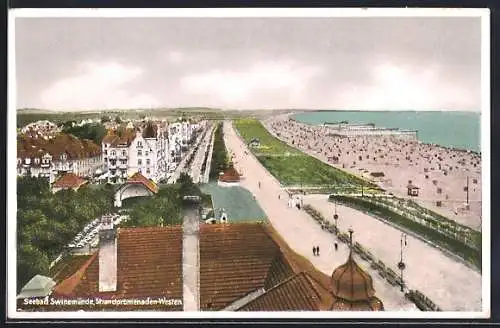 AK Swinemünde, Strandpromenade aus der Vogelschau