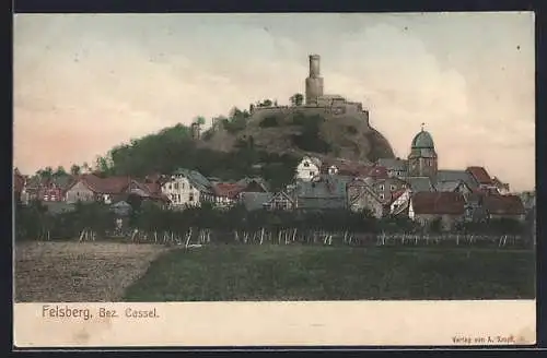 AK Felsberg / Borken, Burgruine mit Stadtansicht