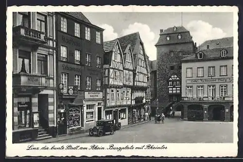 AK Linz am Rhein, Burgplatz mit Rheintor