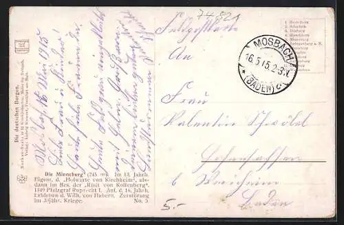 Künstler-AK Neunkirchen / Baden, Minneburg Ruine