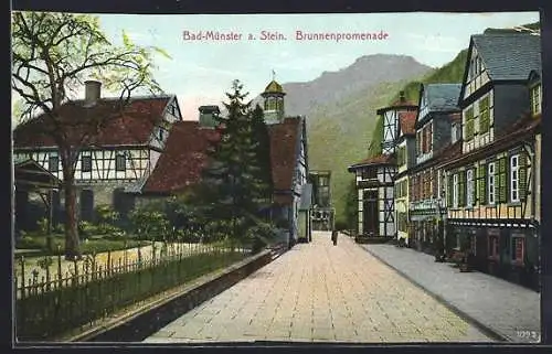 AK Bad Münster am Stein, Brunnenpromenade