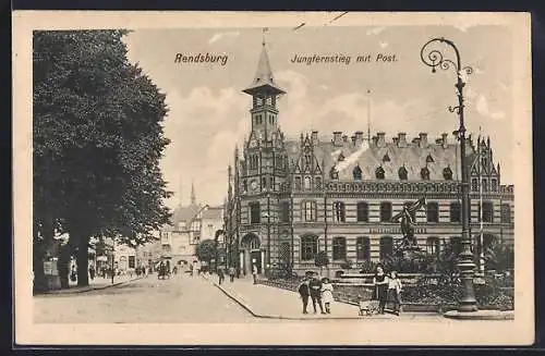 AK Rendsburg, Jungfernstieg mit Postamt