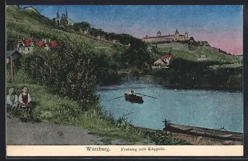 Luna-AK Würzburg, Festung mit Käppele am Main