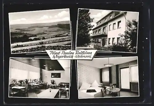 Foto-AK Weyerbusch / Westerwald, Privat-Pension Raiffeisen und Umgebung