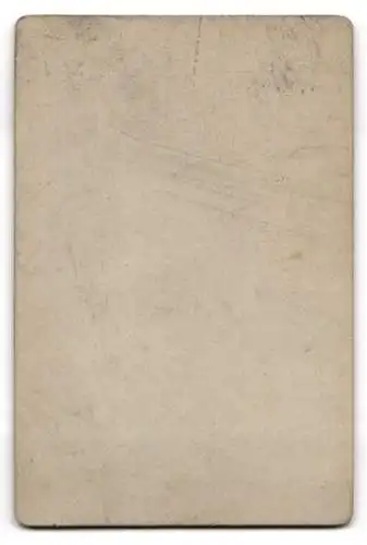 Fotografie unbekannter Fotograf und Ort, kleines Kind im Kleid mit Holzpferd auf Rollen