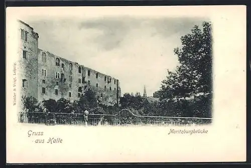 AK Halle / Saale, Moritzburgbrücke