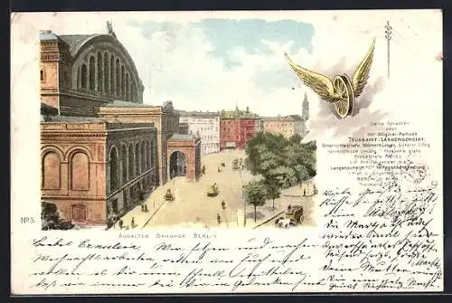Lithographie Berlin-Kreuzberg. Anhalter Bahnhof, Toussaint-Langenscheidt