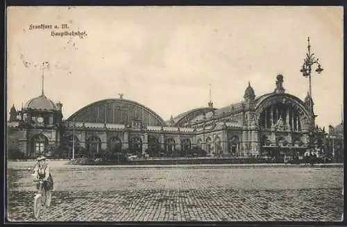 AK Frankfurt, Hauptbahnhof von gegenüberliegender Strassenseite