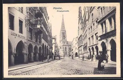 AK Münster / Westfalen, Prinzipalmarkt mit Hotel und Restaurant