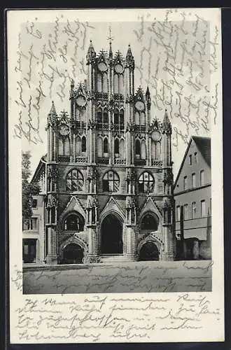 AK Königsberg / Chojna, Partie am Rathaus