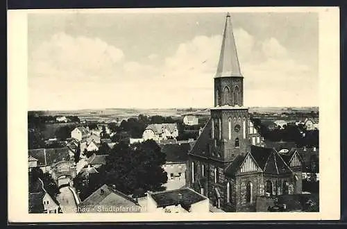 AK Züllichau, Stadtpfarrkirche im Ortsbild