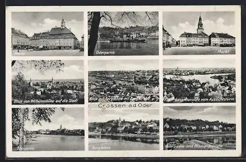 AK Crossen / Krosno Odrz, Markt, Oderpartie, Berglehne