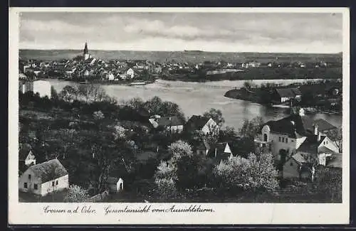 AK Crossen a. d. Oder, Gesamtansicht vom Aussichtsturm