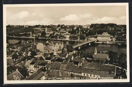 AK Crossen /Oder, Blick auf die Stadt mit Berglehne