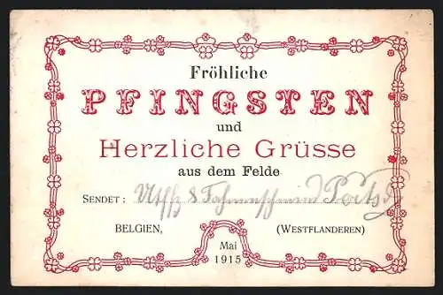 AK Pfingstgrüsse aus dem Feld in Westflandern