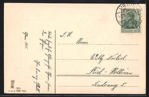 Präge-AK Weidenkätzchen gerahmt von Reichsfahne, Herzlichen Ostergruss