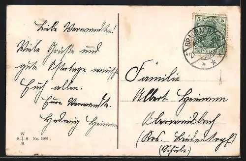 AK Weidenkätzchen und Reichsfahne, Innige Ostergrüsse